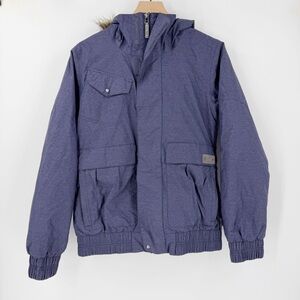 Burton Da Nang Dryride Fur Trim Hooded Winter Ski Jacket Purple Size M Snow